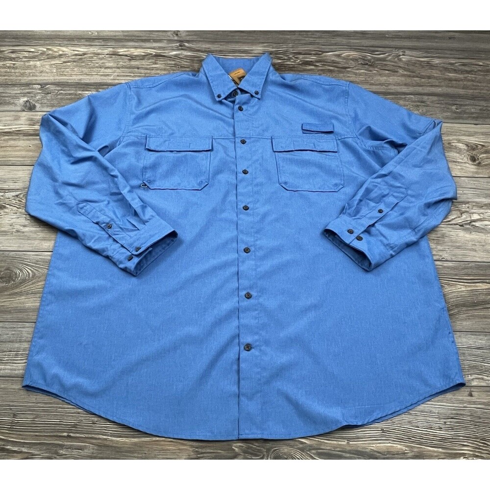 Foundry‎ Supply Mens Blue Shirt Size XLT Button Down Vented Outdoor Fishing